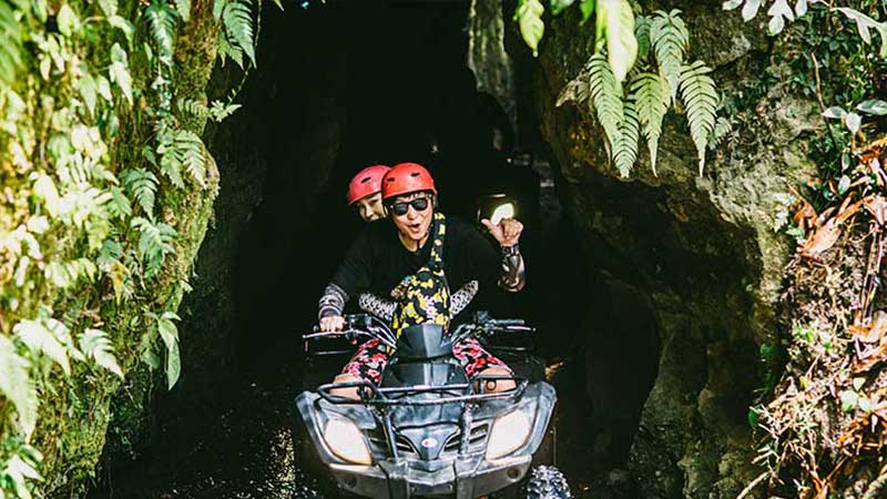 ATV Quad Bike through tunnel and waterfall in Bali